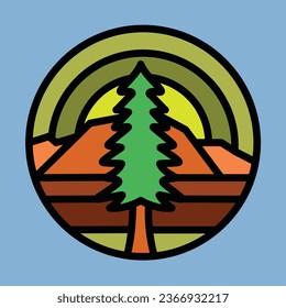 Tree and awesome nature graphic illustration vector art t-shirt design