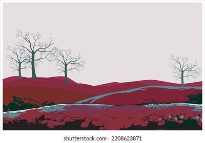 tree background in the desert savanna vector illustration