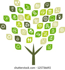Tree background of eco web icons.