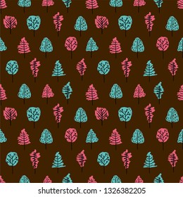 Tree background. Seamless pattern.Vector.