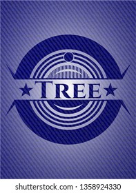 Tree badge with denim background