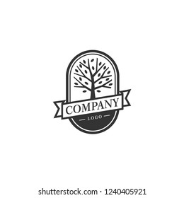 Tree with badge logo design 