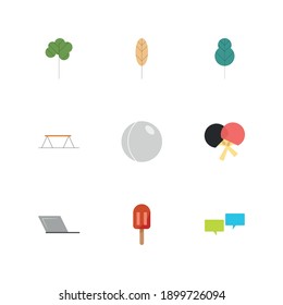 tree, ball, laptop and ice cream and more icon set, vector symbol