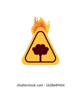 Tree banner with flame design, Climate change global warning pollution environment nature green and extreme danger theme Vector illustration