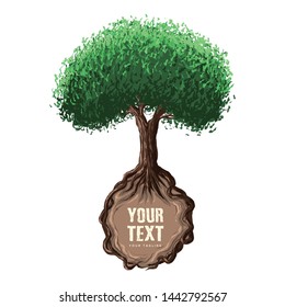 Tree with banner, vector illustration