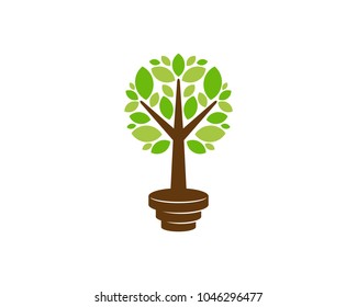 Tree Barbel Icon Logo Design Element
