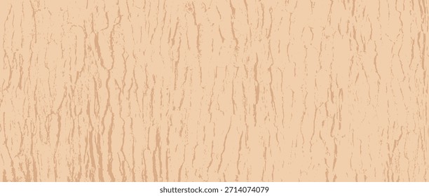 Fundo de casca de árvore com fendas naturais. Superfície bege de grão resistente, exterior orgânico. Padrão de textura de madeira, design rústico ou vintage, conceito de floresta. Ilustração vetorial de material decorativo criativo