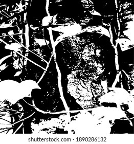 Tree bark covered with leaves. Design element. Background texture, vector illustration.