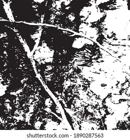 Tree bark covered with leaves. Design element. Background texture, vector illustration.