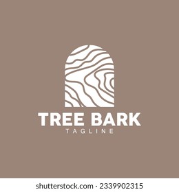 Logotipo de corteza de árbol, diseño de vectores de textura simple de árbol de madera, ilustración de símbolo
