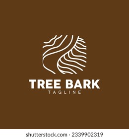 Logotipo de corteza de árbol, diseño de vectores de textura simple de árbol de madera, ilustración de símbolo