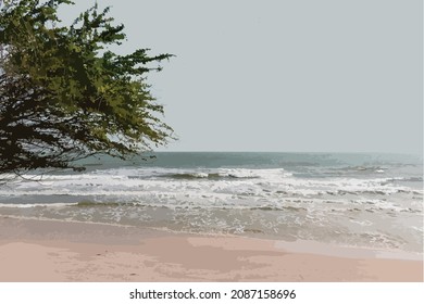 árbol en la playa con un hermoso cielo