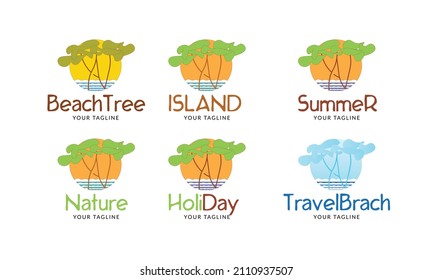 Tree beach nature island logo. illustration - Vector