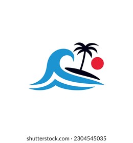Tree Beach Ocean Nature Creative Logo