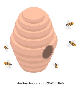 Tree bee hive icon. Isometric of tree bee hive vector icon for web design isolated on white background