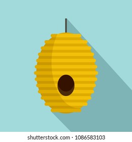 Tree bee house icon. Flat illustration of tree bee house vector icon for web design