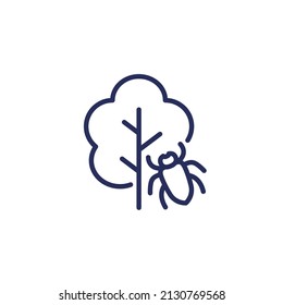 tree beetle icon, line vector