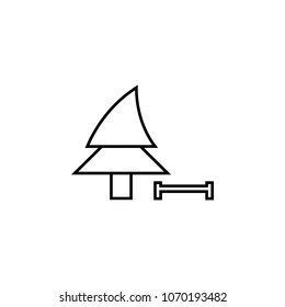 tree and bench icon. Element of diving, fishing and hunting for mobile concept and web apps. Thin line icon for website design and development app development. Premium icon on white background