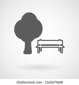 Tree and bench icon, vector, illustration, eps file