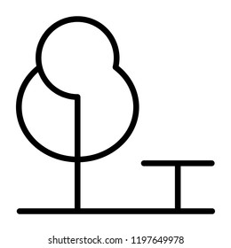 Tree And Bench Line Icons 48x48 Ready for 24x24 Grid for Web Graphics and Apps. Simple Minimal Pictogram.Vector
