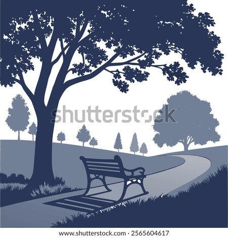 tree with bench silhouette clipart
