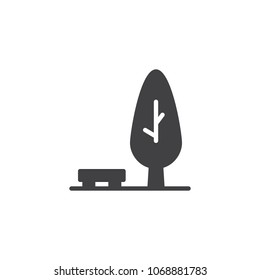 Tree and bench vector icon. filled flat sign for mobile concept and web design. Park simple solid icon. Symbol, logo illustration. Pixel perfect vector graphics