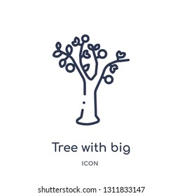 tree with big foliage icon from nature outline collection. Thin line tree with big foliage icon isolated on white background.