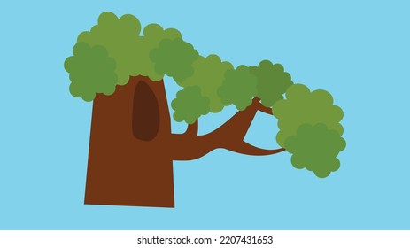 Tree with big hollow, illustration, vector