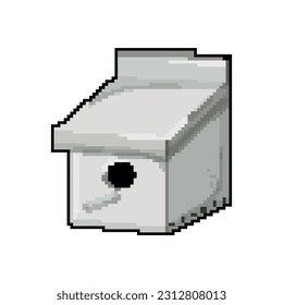 tree bird house game pixel art retro vector. bit tree bird house. old vintage illustration
