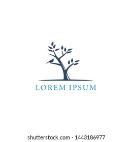 Tree With Bird Icon Logo Design Template. Vector illustration.