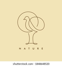 Tree with bird icon, Nature creative logo concept.