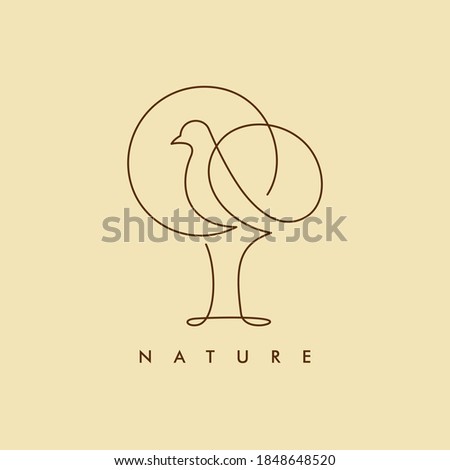 Tree with bird icon, Nature creative logo concept.