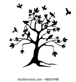 Tree Bird Silhouette Stock Vector (Royalty Free) 48055948 | Shutterstock