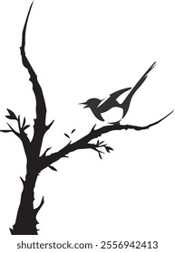 Tree and bird silhouette eps and illustrations