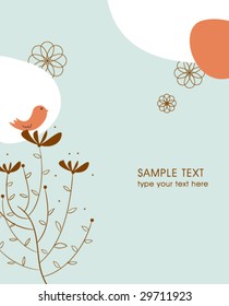 Tree and bird vector design with text area