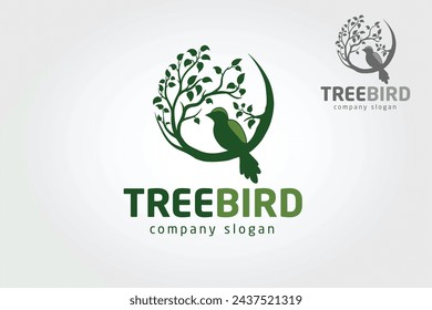 Tree Bird Vector Logo Template. Tree and bird vector design elements original, that were created to highlight the growth, travel, spirit and lifestyle. 