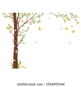 Tree with birds flying - Vector