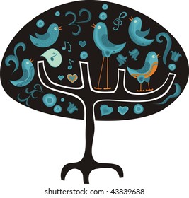 tree with birds singing and talking on