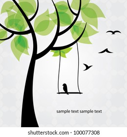 Tree and birds stylized