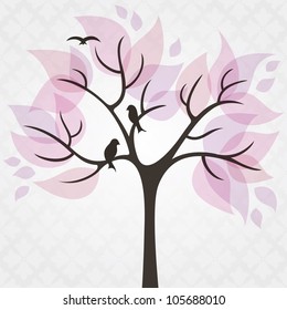 Tree and birds stylized