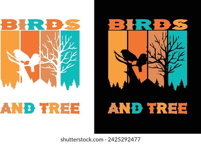 tree and  birds t-shirt design