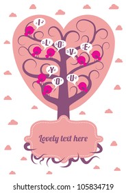Tree with birds. Vector illustration.
