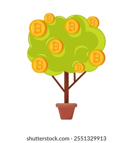 tree bitcoin cryptocurrency icon isolated