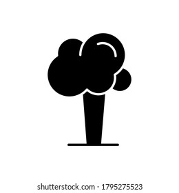 Tree black glyph icon. Oak with leaves. Plant for gardening care. National park. Maple tree. Springtime foliage. Growing chestnut. Silhouette symbol on white space. Vector isolated illustration