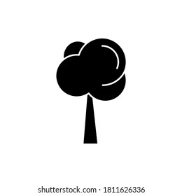 Tree black glyph icon. Spring nature. Plant to cultivate in summer. Oak trunk with leaves. Greenery growth. Garden and outdoor. Silhouette symbol on white space. Vector isolated illustration