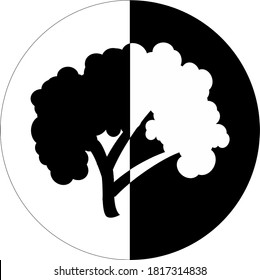 tree black graphic round icon and symbol	

