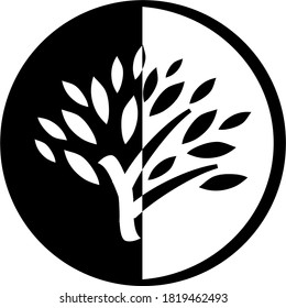 tree black graphic round icon and symbol	
