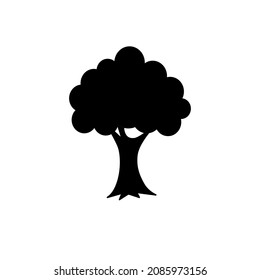 Baum, schwarz Symbol einzeln auf weißem Hintergrund. Vektorgrafik