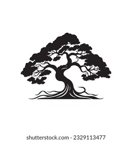 Vector del logotipo del icono negro del árbol 