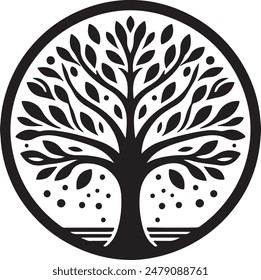 Tree black silhouette clip art. Tree isolated on white background. Tree silhouette vector.